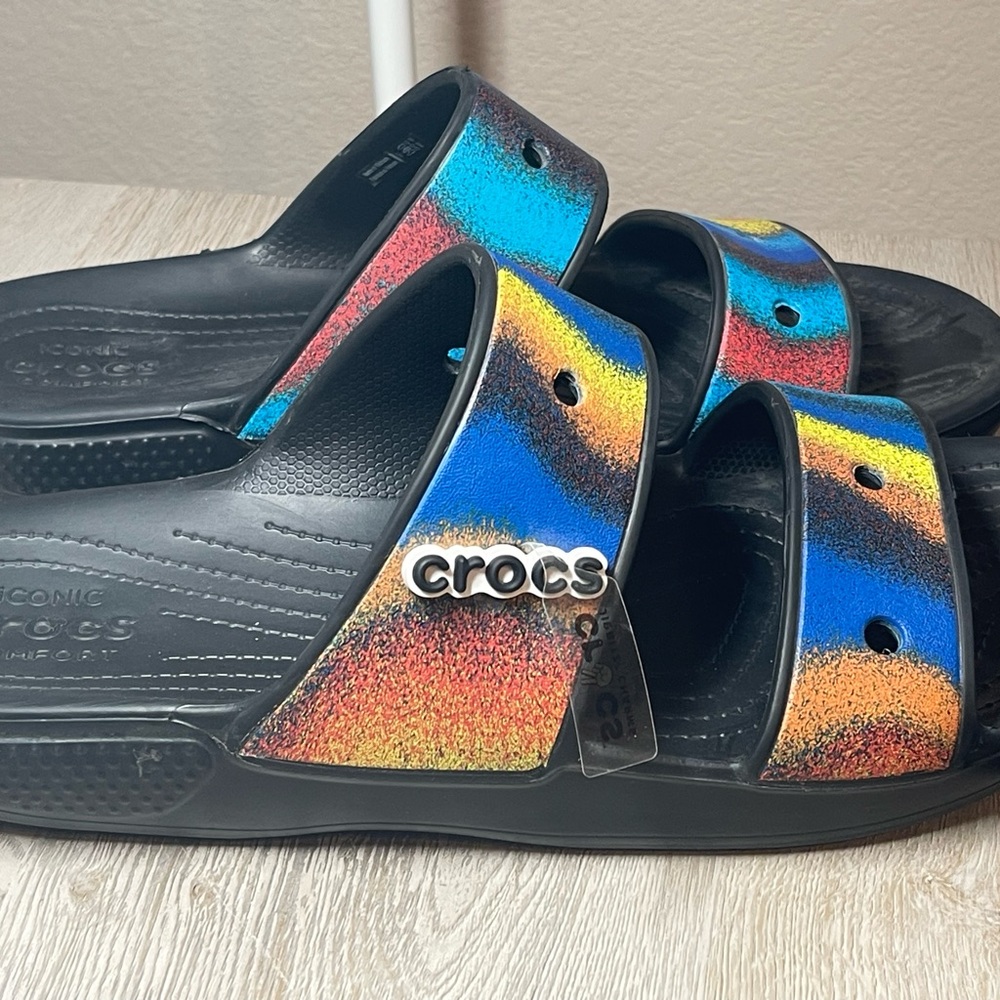 NEW CROCS Classic SPRAY DYE SANDAL Two Strap Slide Size 11 Men’s